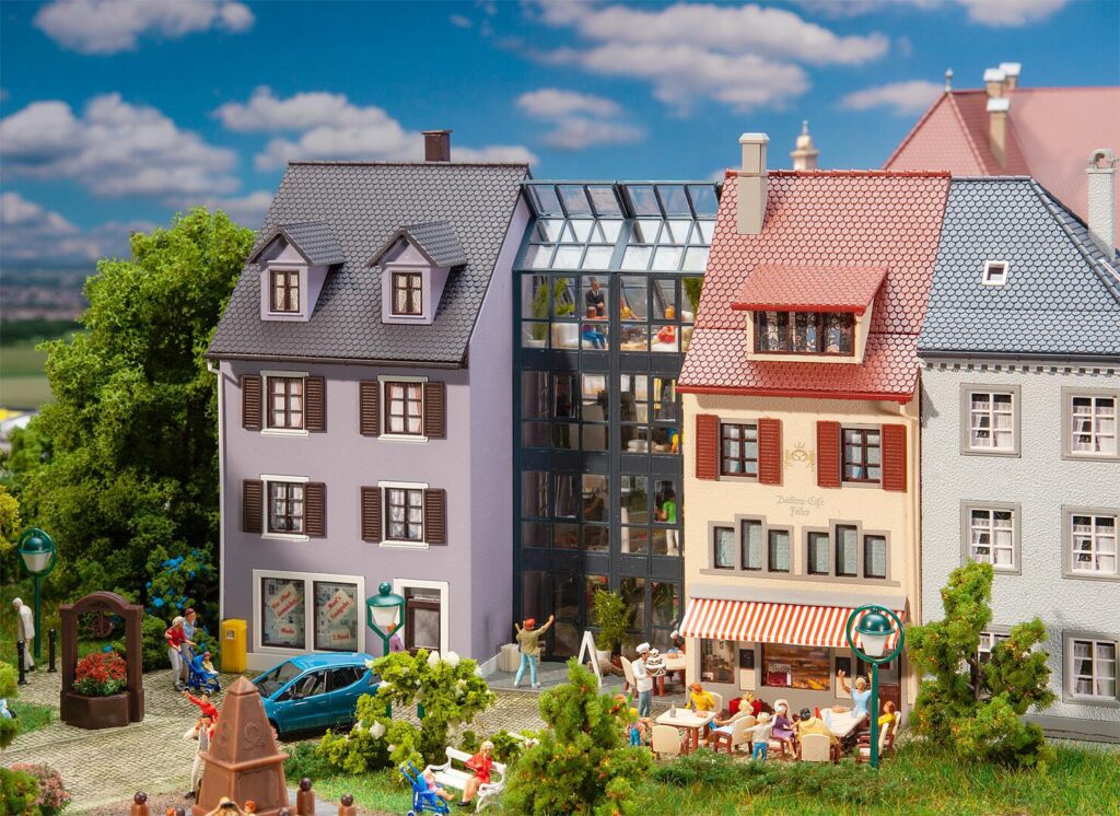 Row of smalltown houses Etrains