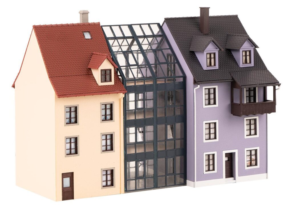 Row of smalltown houses Etrains