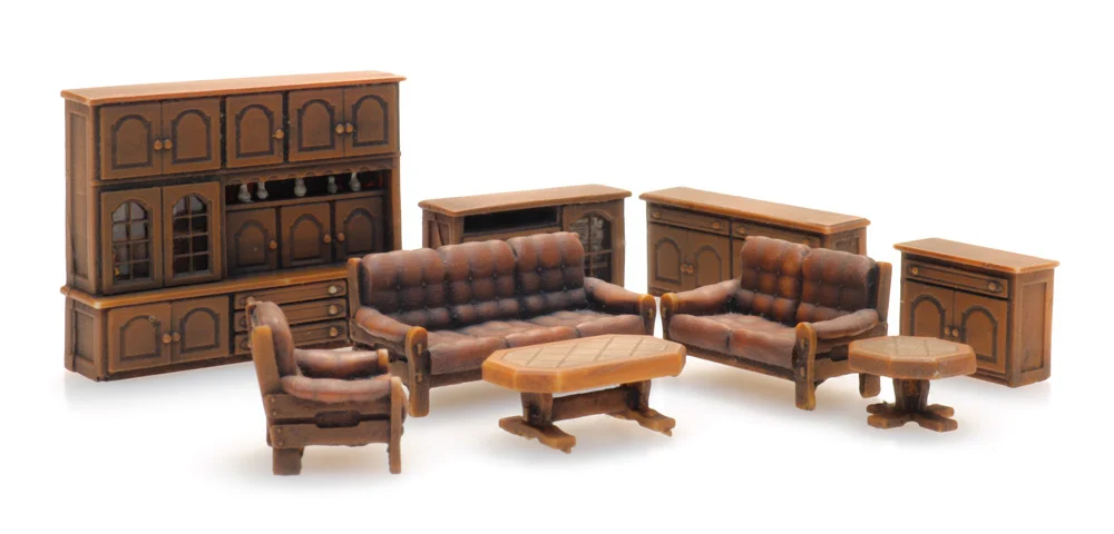 Dark brown living room interior - E-trains